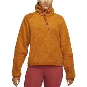 Nike women’s Therma Fleece Long Neck Hoodie CZ3723 Light Brown Black s small